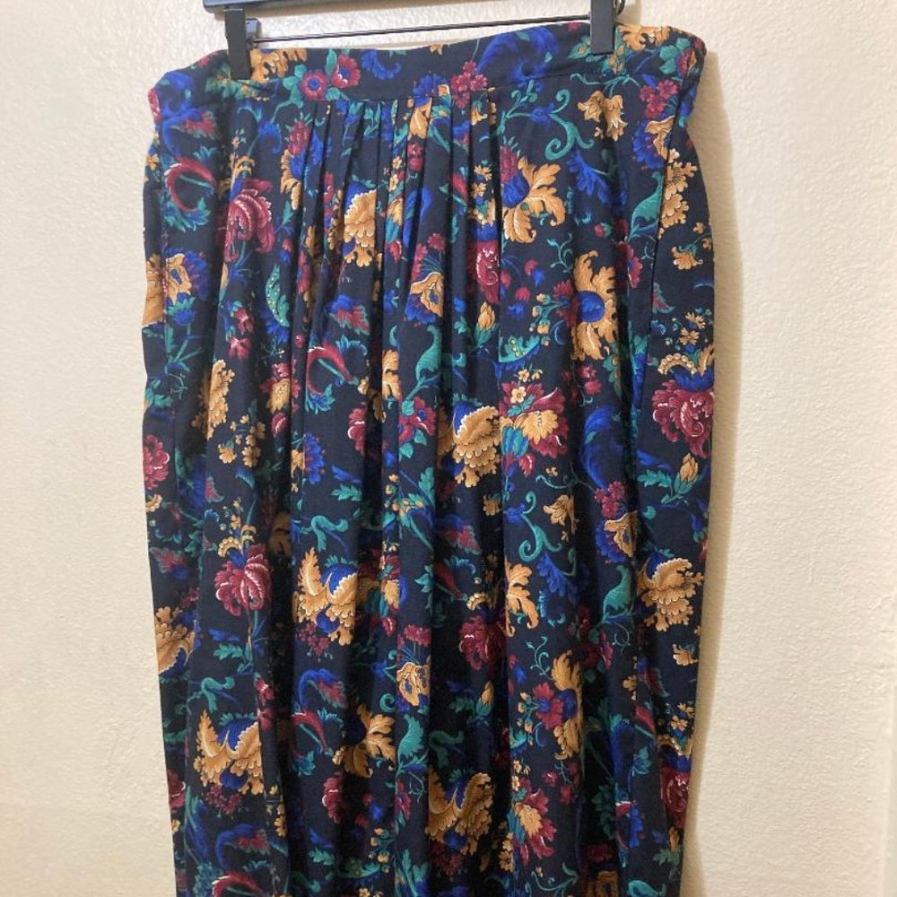 Vintage Separate Issue Women's Floral Patterned Pleated Maxi Skirt Size 16